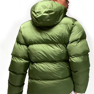 Men's Designer Winter Bubble <b>Jacket</b> <b>Waterproof</b> Quilted Bubble-<b>Padded</b> Coat in Green Polyester Canvas Custom Outdoor Wear - Product Image 2