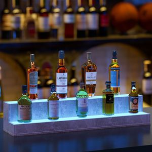 Estante de Exhibición de Botellas Iluminado con LED de 37 Pulgadas, Control Remoto, para Bar, 2 Niveles, Porta Botellas de Licor - Product Image 1
