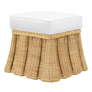 Elegant Handwoven Natural Rattan Ottoman <b>Stool</b> with Soft Cushion Top Decorative Boho Chic <b>Storage</b> Friendly Lightweight Durable - Product Image 1