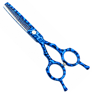Ensemble de ciseaux de coiffure professionnels de 6 pouces, 4 pièces, en acier inoxydable, motif léopard bleu, avec rasoirs, OEM pour la coupe de la barbe, utilisation en salon - Product Image 3