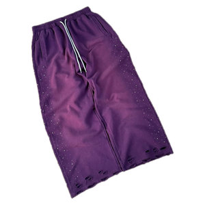 Joggers Streetwear en molleton de coton vieilli, style vintage délavé au soleil, coupe évasée, OEM - Product Image 1