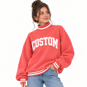 Sweat-shirt à col montant surdimensionné, coupe classique, léger, respirant, séchage rapide, 340 GSM, design personnalisé OEM pour femmes - Product Image 1
