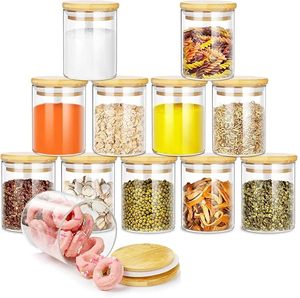 Lot de bocaux à épices en verre borosilicate personnalisés avec couvercle en bambou pour le stockage alimentaire – Contenants de cuisine et garde-manger - Product Image 1