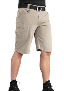 Shorts cargo pour hommes, couleur unie, toile respirante, taille mi-haute, décontracté, poches bermuda, fermeture éclair, séchage rapide, polyester, logo personnalisé - Product Image 2