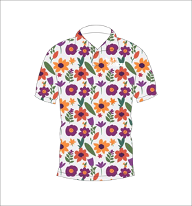 เสื้อโปโลผู้ชายลายดอกไม้สีสันสดใส พิมพ์ลายทั้งตัว แขนสั้น สไตล์ลำลอง สำหรับเล่นกอล์ฟ - Product Image 3