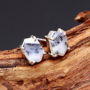 Pendientes de Plata de Ley 925 con Ágata Dendrítica Natural en Forma de Hexágono, Hechos a Mano, Piedra Blanca, Joyería Étnica, Regalo para Aniversario o Fiesta - Product Image 5