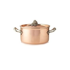 Cacerolas Redondas de Cobre Rosa Puro de Alto Brillo con Asas de Latón Pulido para Mesa de Lujo y Catering - Product Image 2