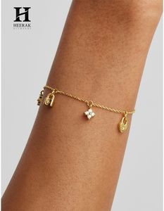 Custom 14K 18K Solid Gold Charm Bracelet Lab Grown Diamond <b>Padlock</b> Heart Key Dangle Bracelet Jewelry - Product Image 3
