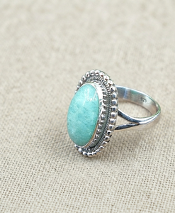 Large Oval Green Amazonite 18k Pure 925 Sterling <b>Silver</b> Rose Gold Plated Handmade Boho <b>Statement</b> Gemstone <b>Ring</b> - Product Image 5