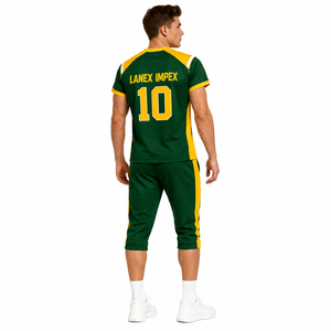 Ensemble d'uniformes de football américain au design optimal, vert et jaune, impression par sublimation, polyester respirant, vêtements d'entraînement unisexes pour adultes - Product Image 4