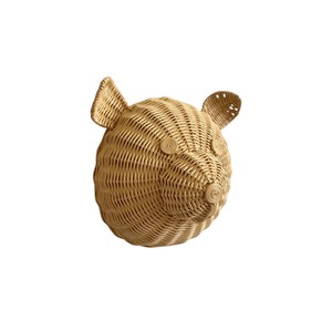 Adorno tejido con forma de oso de peluche para habitación infantil estilo escandinavo, decoración de ratán para niños, material vegetal natural, figura de animal esculpida. - Product Image 3
