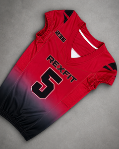 Conjunto de Uniforme de Fútbol Americano Personalizado Rexfit Unisex, Pantalones y Camiseta con Estampado 3D Sublimado, Malla Transpirable, Cuello en V, Sin Mangas, Absorbe la Humedad - Product Image 4