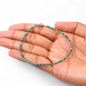 Natural Green African Turquoise Beaded <b>Bracelet</b> Garnet Micro Faceted Round Gemstone <b>Bracelet</b> For Women Healing Crystal Jewelry - Product Image 4