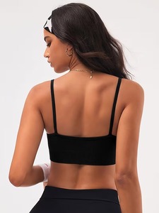 Ladies Keyhole Front Activewear Bra Strappy Halter Neck Gym <b>Crop</b> <b>Top</b> Elastic Ribbed Underband Athleisure Exercise Bralette - Product Image 2