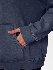 Men's Oversized Vintage Washed <b>Hoodie</b> <b>for</b> <b>Women</b> Men Navy <b>Blue</b> Acid Wash Pullover with Kangaroo Pocket Drop Shoulder - Product Image 5
