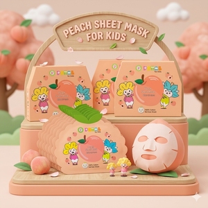 Mascarilla Facial Nutritiva e Hidratante con Aroma a Melocotón 100% Algodón para Niños, Tamaño de Muestra - Product Image 4