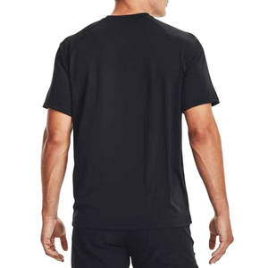 T-shirt de sport noir personnalisé pour homme |   Haut de sport en polyester tricoté, séchage rapide, pour entraînement athlétique |   Vente en gros - Product Image 2
