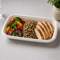Barquette alimentaire rectangulaire en bagasse de 10 oz, jetable, compatible micro-ondes, biodégradable, écologique, compatible congélateur, pour fêtes