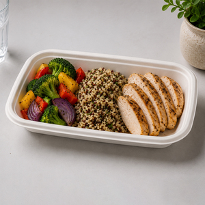 Barquette alimentaire rectangulaire en bagasse de 10 oz, jetable, compatible micro-ondes, biodégradable, écologique, compatible congélateur, pour fêtes - Product Image 6