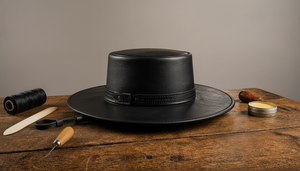 Sombrero de Vaquero de Cuero Negro Personalizado de Primera Calidad, Sombrero Occidental de Ala Ancha con Hebilla - Product Image 4