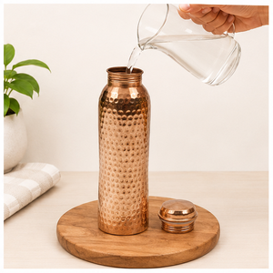 Handcrafted Pure Hammered Copper Water Bottle Leak-Proof & BPA-Free Ayurvedic Vessel for Natural Detox Immunity - Product Image 4