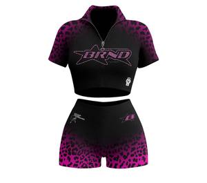 Nouveautés 2026 TAHAD – Ensemble 2 pièces pour femme : short de survêtement Harrington court avec bandes et motif brodé, longueur au-dessus du genou - Product Image 1