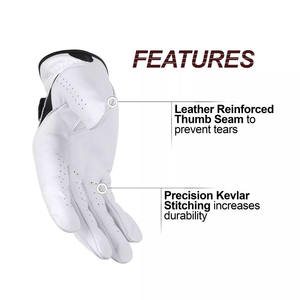Premium Comfort Feel Cabretta Leather Golf <b>Gloves</b> Zipper Breathable <b>Moisture</b> Wicking New Design Factory Direct Sale White Black - Product Image 5
