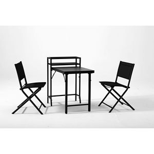 Set Bistrot Pieghevole da Esterno 3 Pezzi Nero con Tavolo e Sedie - Arredamento da Giardino - Product Image 2