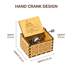 Boîte à musique en bois personnalisée avec mécanisme à manivelle et design gravé au laser pour cadeaux, souvenirs et promotions - Product Image 3