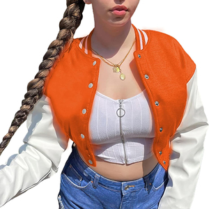 New Fashion Custom Logo Printed 100% Cotton Breathable Quick Dry Winter Button Knitted <b>Varsity</b> <b>Jacket</b> <b>Women</b> Professional Unique - Product Image 1