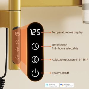 SIOYIE Scaldasalviette Elettrico Intelligente da Parete, Rotante e Riscaldato, con Timer Smart e Funzionalità a Basso Consumo Energetico per Bagno - Product Image 6