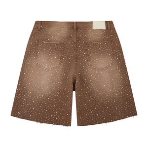 Pantalones Cortos Formales de Mezclilla Vintage de Cintura Media para Hombre, Tejidos y Transpirables, con Cristales, Estilo Recto y Bonito - Moda Premium de Verano - Product Image 2