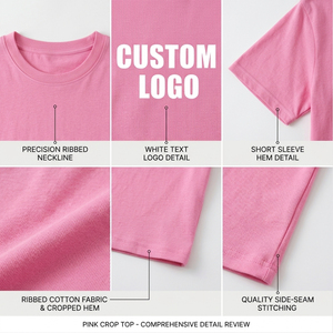 T-shirt court d'été uni pour femme, personnalisable avec logo imprimé, doux, style streetwear, vente en gros, direct usine - Product Image 6