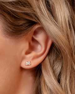 Pear <b>Emerald</b> Toi Et Moi <b>Stud</b> <b>Earring</b> Lab Grown Diamond 14k Solid Gold Prong Set Push Back Everyday Minimalist <b>Studs</b> Manufacture - Product Image 5