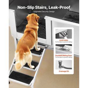 Stazione di lavaggio per cani in acciaio inossidabile da 62 pollici con scale, pannello filtro acqua in PE, rubinetto, soffione doccia, sapone e vasca per toelettatura animali da 62 pollici - Product Image 3