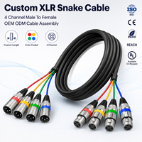 Kabel Patch Mikrofon OEM ODM Custom 4 Saluran 3 Pin XLR Male ke Female Berkode Warna 1m 2m 3m Kabel Snake XLR untuk Rekaman Langsung