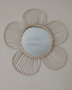 Luxury Handcrafted Natural Wicker Daisy <b>Mirror</b> Rattan <b>Kids</b> Nursery Room Wall Decor Bohemian Woven <b>Mirror</b> Rattan Decor - Product Image 3
