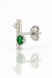 Pendientes de barra con esmeralda natural de corte redondo, plata de ley 925, chapados en oro de 14 quilates, elegantes, joyería de piedra de nacimiento de mayo para mujer - Product Image 3