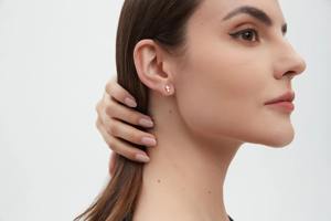 Pendientes de Diamante Cultivado en Laboratorio con Forma de Corazón, Oro de 14K, Cierre de Rosca, para Hélice y Cartílago, Certificados, Elegantes para Aniversario de Bodas - Product Image 2