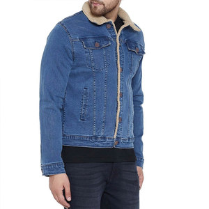 Men's Distressed Denim <b>Jacket</b> with Sherpa Lining Zipper Fly Casual Fit <b>Gothic</b> Patchwork Animal Print Summer Autumn Wear - Product Image 3