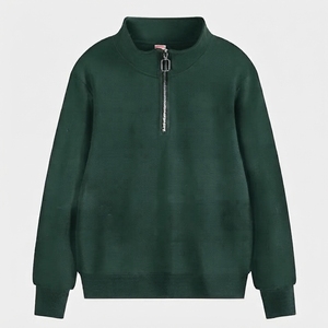 Sudadera de algodón de manga larga con cremallera de un cuarto, lisa, de hombro caído, oversize, de peso pesado, personalizable con logotipo para mujer - Product Image 5