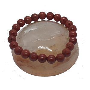 Bracciale Artigianale Unisex con Perle Rotonde in Diaspro Rosso Feng Shui, Misura 8-10mm, Gioiello Energetico alla Moda - Product Image 2