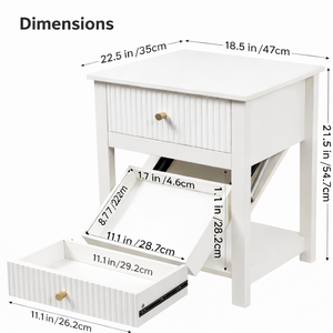 ELVROGEST SA Nightstand hidden gun compartment secret drawer secure <b>storage</b> modern white wood bedside <b>table</b> concealed safe box - Product Image 2