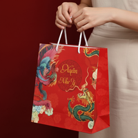 Sac fourre-tout en papier d'art de luxe, imprimé sur mesure avec votre propre logo, poignées vernies recyclables, emballage cadeau écologique et biodégradable