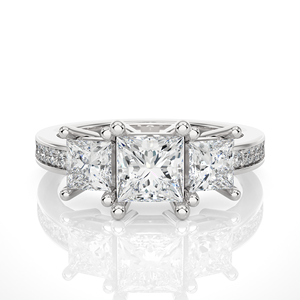 Anillo de Diamantes Naturales de Oro de 18K de Lujo para Mujer, 2.15CT, 13 Piedras, Corte Princesa y Redondo, Joyería de Compromiso y Boda - Product Image 3