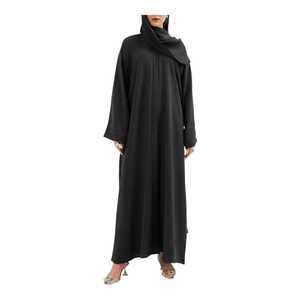 Modern Trendiness Abaya Modest Muslim Women Plus Size Floor Length V Neck Anti-Wrinkle Seamless Waist Tie Button Details Work - Product Image 1
