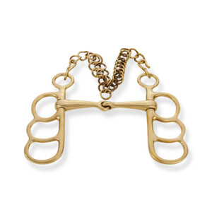 Full Cheek Snaffle Bit with Brass Inlays Horse Riding Bit Stainless Steel <b>Equestrian</b> Training Equipment - Product Image 3