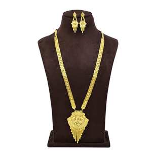 Ensemble de bijoux de mariage indien en laiton plaqué or micro 14K 18K 24K, design floral, colliers et boucles d'oreilles Rani Haar, vente en gros - Product Image 2