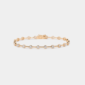 14K Yellow Gold 1.80ct E Color VS Clarity Lab Grown Diamond Bracelet Women Fine Jewelry Dainty Bar Chain Tennis Bracelet - Product Image 3