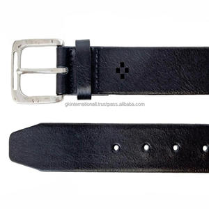 ส่งออกคุณภาพทําด้วยมือทนทานชั้นเดียวหนังสีดําผู้ชายแฟชั่นเข็มขัดลําลองโลโก้ที่กําหนดเองคําสั่งซื้อจํานวนมาก OEM ได้รับการยอมรับ - Product Image 1